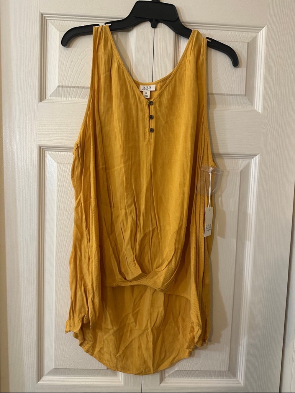 a.n.a Mustard Yellow Button Henley High-Low Tank